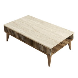 Hanah Home Mesa de centro Milan - Walnut, Travertine